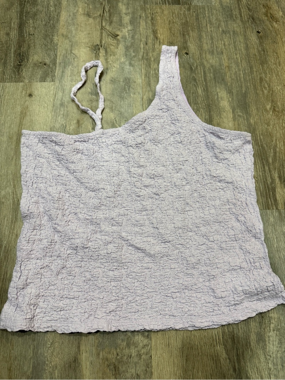HALARA Lavender One-Shoulder Crinkle Tank Top
